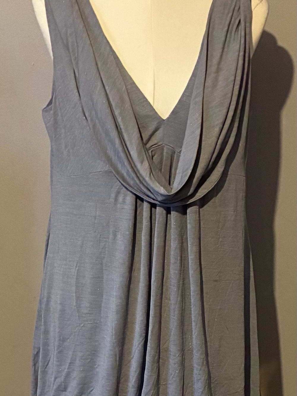Vintage Metrostyle Draped V-Neck Sleeveless dress in Gray